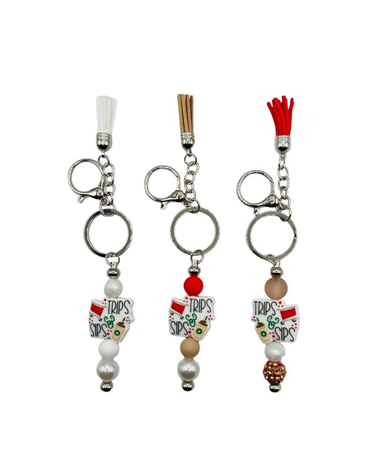 Trips & Sips Beaded Bar Keychain