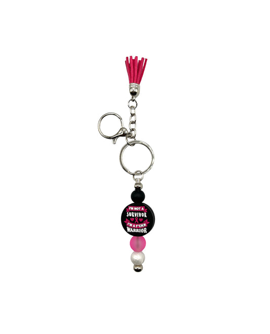 I’m Not A Survivor, I’m a Fx Warrior Beaded Bar Keychain