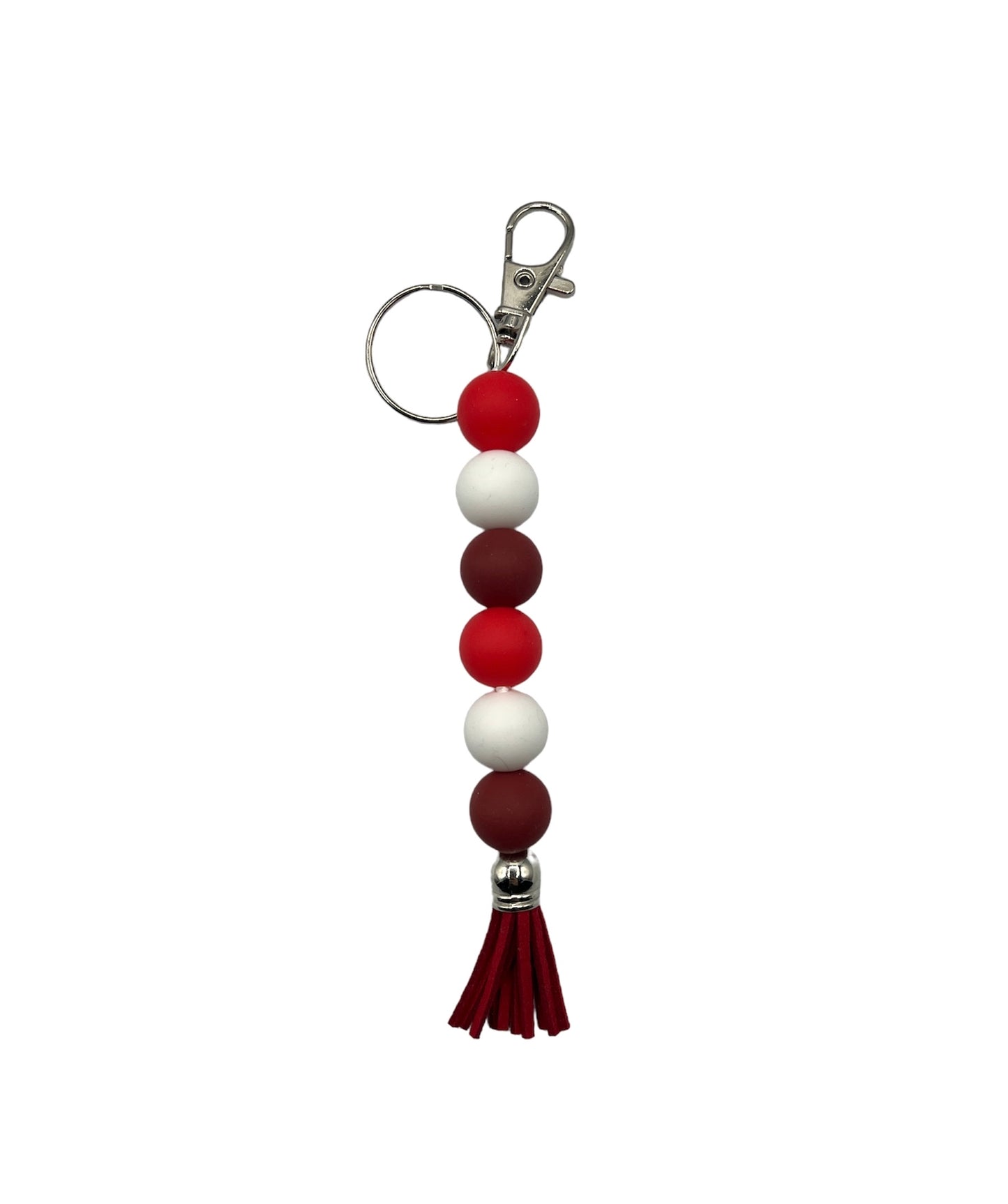 Ruby Silicone Beaded Straight Keychain