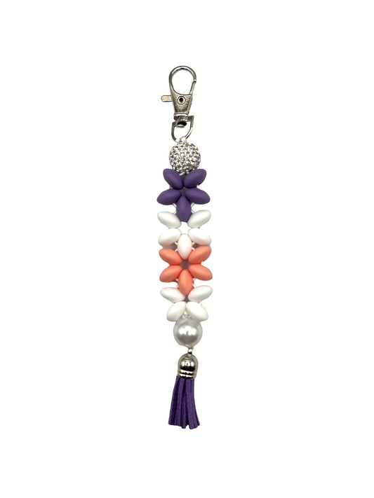 Beaded Blossom Flower Bar Keychain