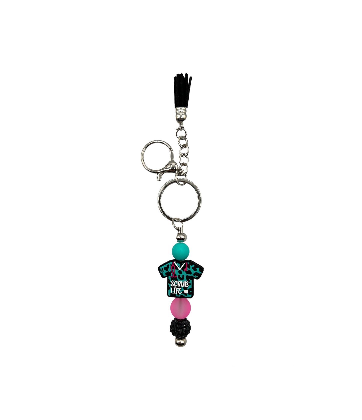 Scrub Life Beaded Bar Keychain