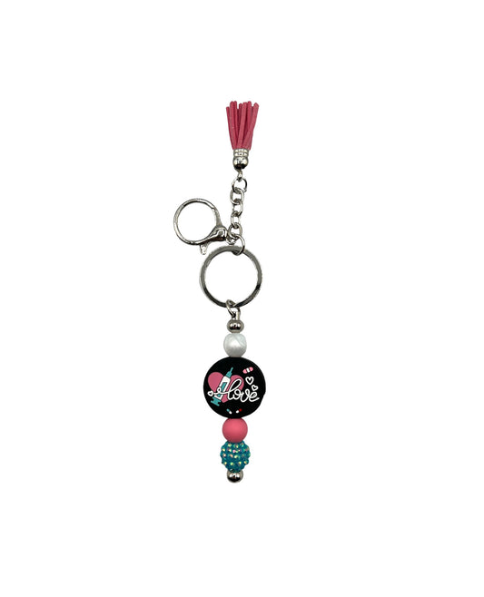 Love Beaded Bar Keychain