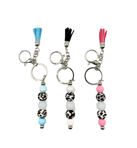 Beaded Leopard Bar Keychain