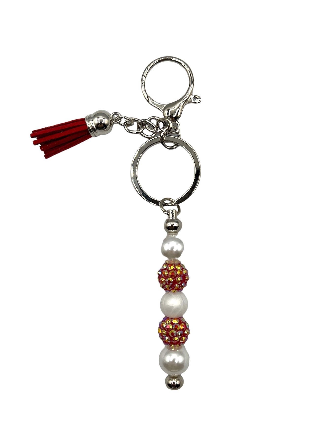 Beaded Rose Pearl Bar Keychain