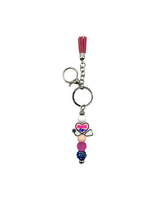 Nurse Life Beaded Bar Keychain