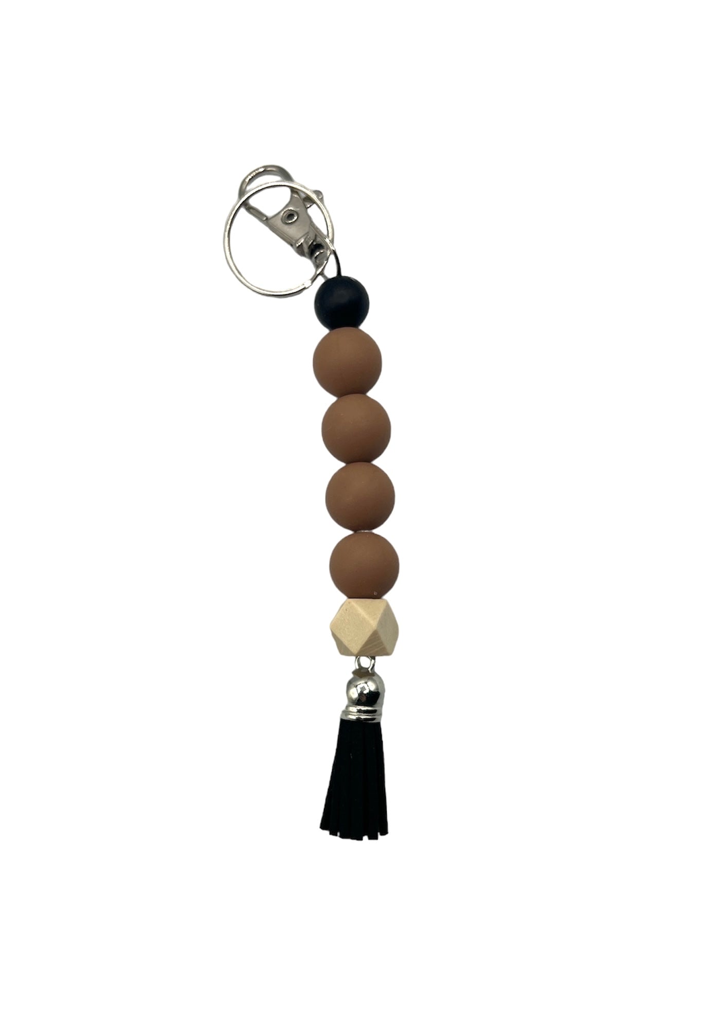 Brown/Black Silicone Beaded Straight Keychain