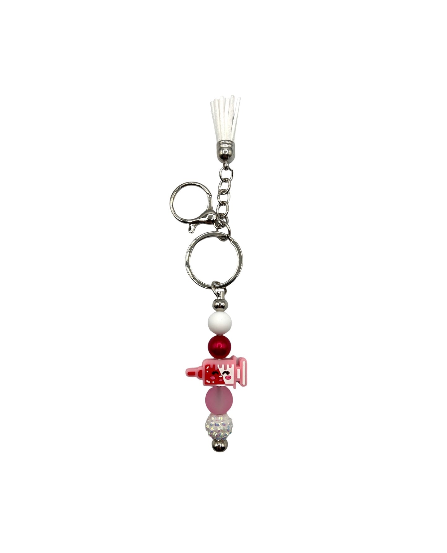 Syringe Beaded Bar Keychain