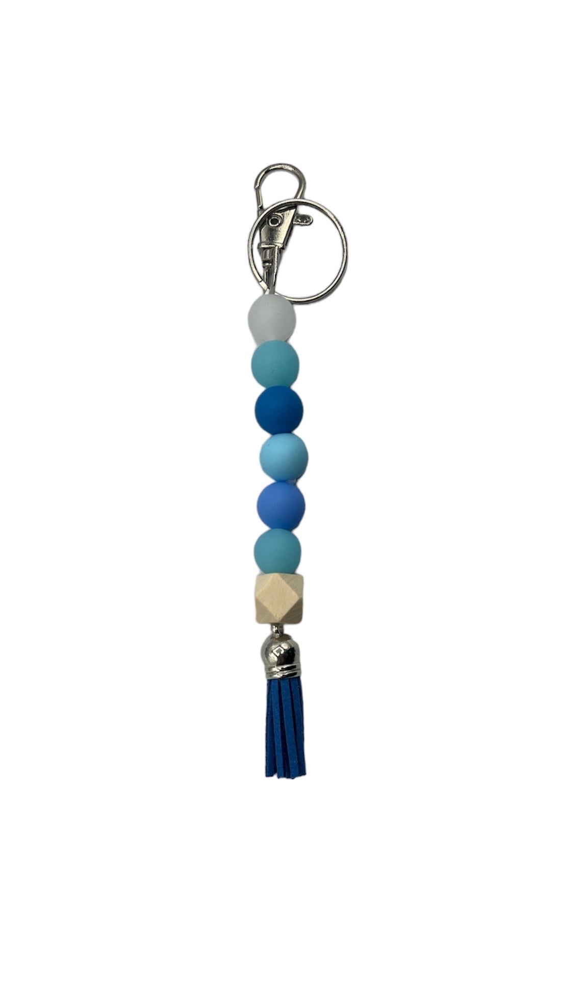 Sapphire Silicone Beaded Straight Keychain