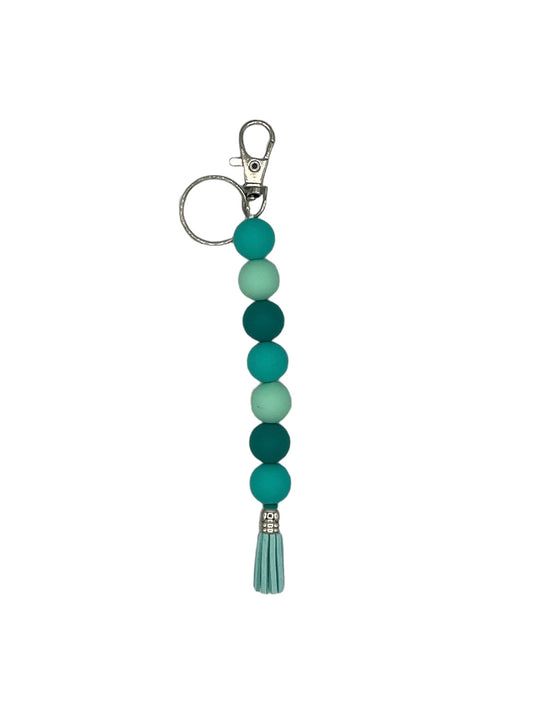 Teal Silicone Beaded Straight Keychain