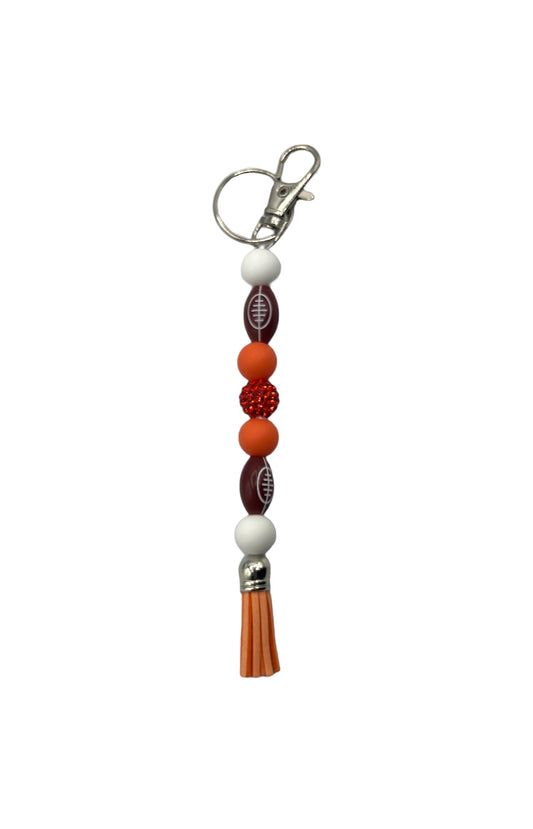 Football Silicone Beaded Straight Keychain