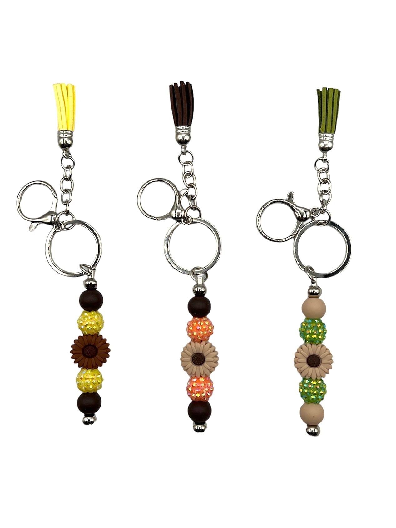 Beaded Sunflower Bar Keychain