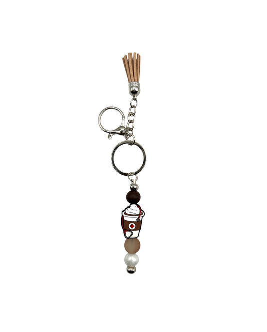 Need More Coffee Beaded Bar Keychain