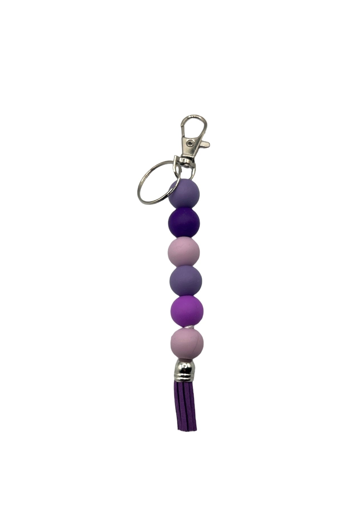 Purple Silicone Beaded Straight Keychain